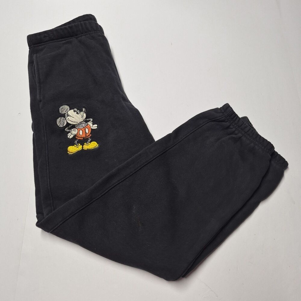 Champion Reverse Weave Mickey Mouse Sweatpants Mens M Black Disney Joggers EUC